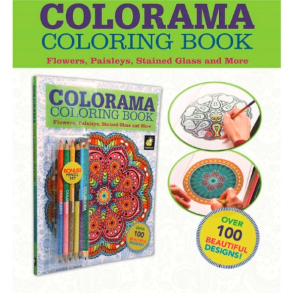 5/$25 - Colorama Coloring Book with 6 Double-sided Colored Pencils - Picture 2 of 4